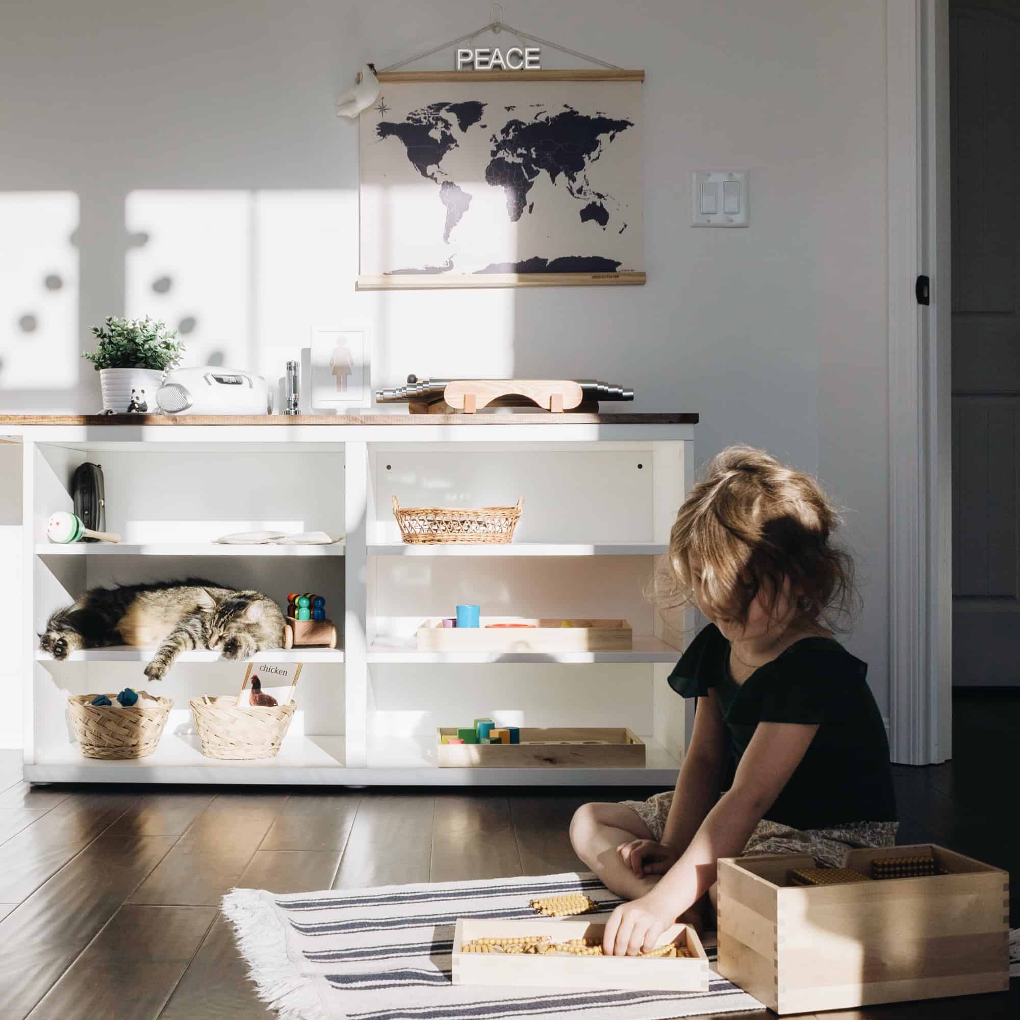 Natural light in Montessori homeschooling room