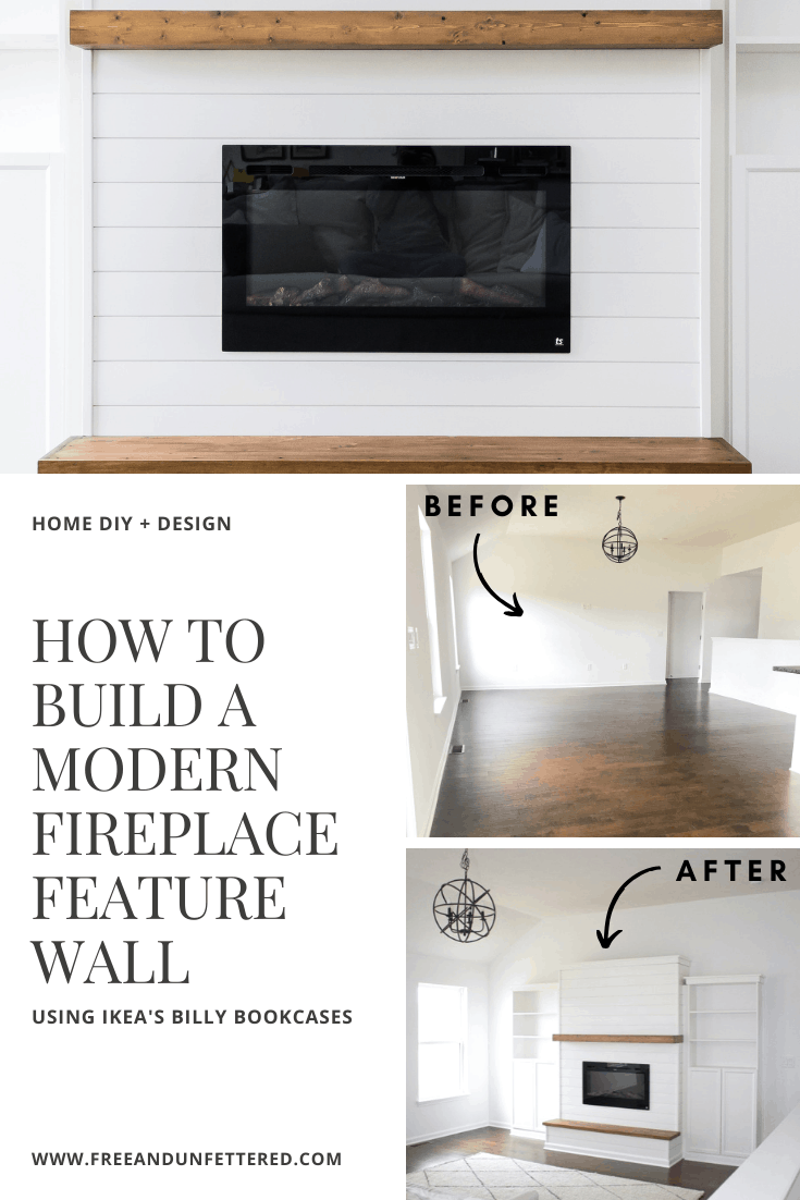 Diy Shiplap Electric Fireplace With Built In Bookshelves Free And Unfettered