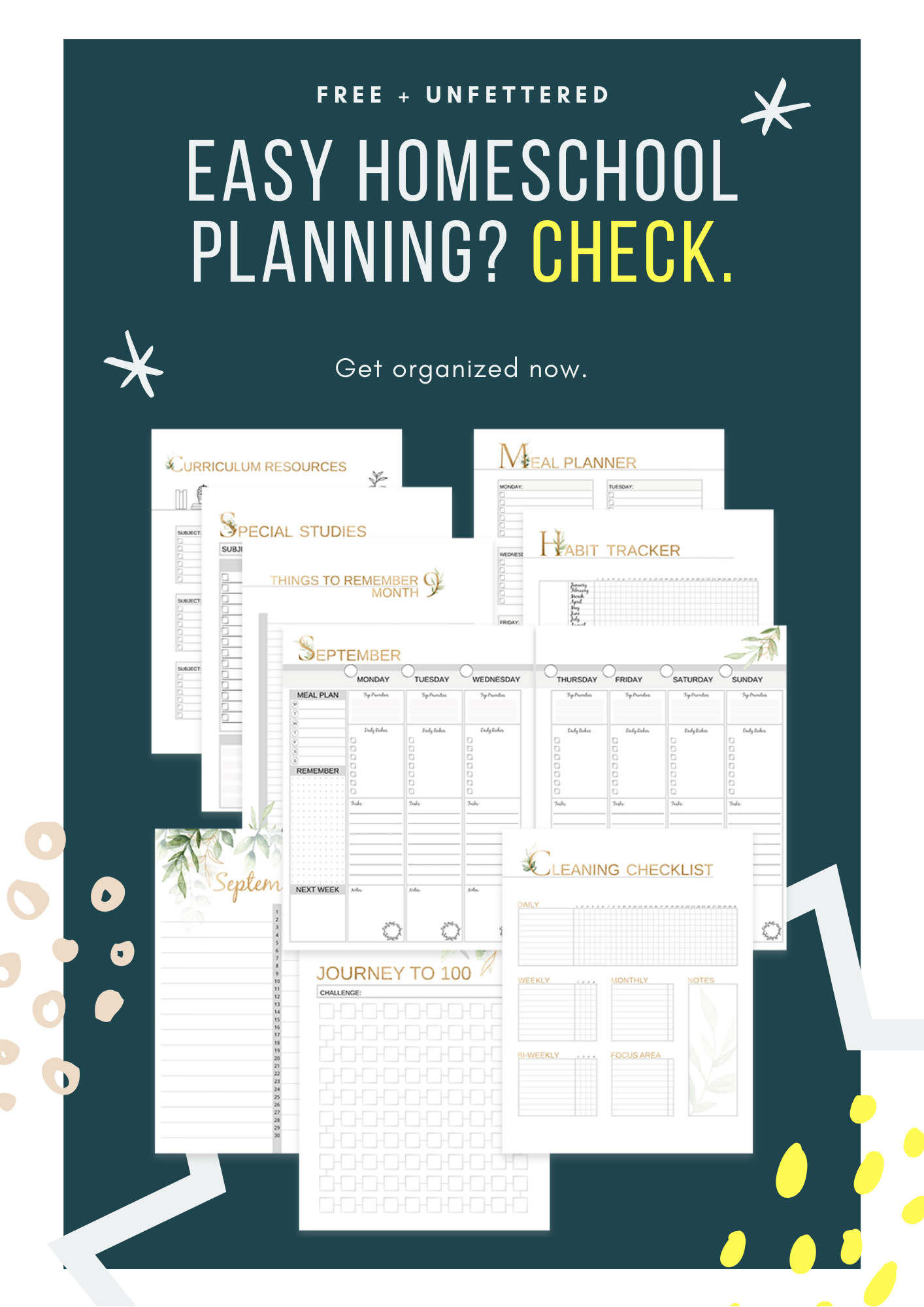 Homeschool planning and recordkeeping doesn’t have to be nearly as complicated or as stressful as it may seem — even if you’re new to this whole organization thing. There's an easier way to plan your days. The printable All-in-One Homeschool Planning and Recordkeeping Binder is a low-pressure, flexible planning system that encourages you to set weekly goals and prioritize the things that matter most. Head to www.freeandunfettered.com to start getting organized now. 
