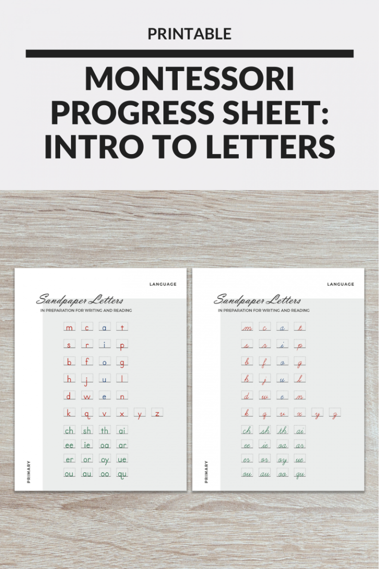 Montessori Progress Sheet for Letters