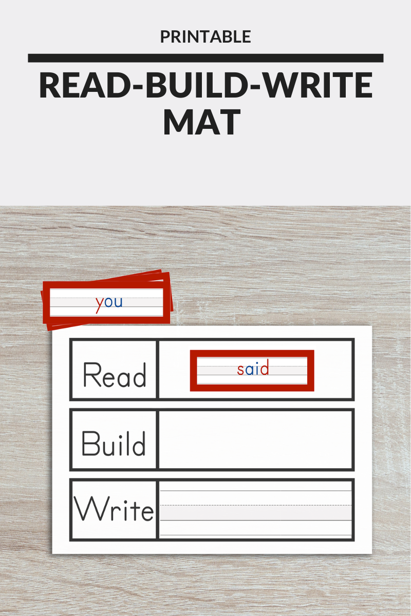 Read It, Build It, Write It Mat with Dolch Sight Words Free and