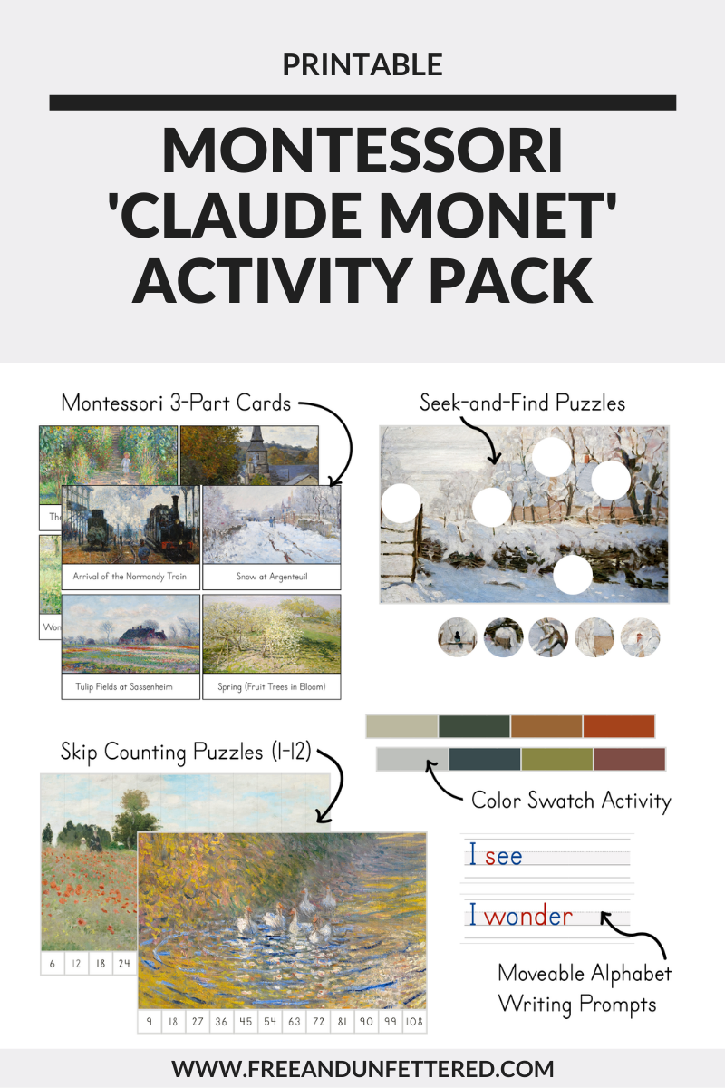 Printable Montessori: 'Claude Monet' Art Study Activity Bundle